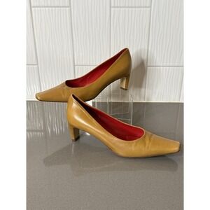 Vintage Mario Bruni Leather Womens Shoes in Camel Size 7.5 Made Italy